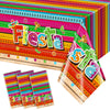 Jectivs 3 Pieces Mexican Fiesta Party Tablecloth Decorations,Plastic Cinco De Mayo Printed Table Cloth Table Cover for Fiesta Ta