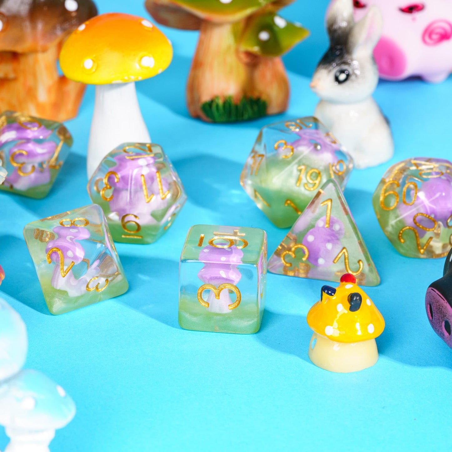 UDIXI Mushroom DND Dice Set, 7 Piece D&D Polyhedral RPG Dice for Dungeons and Dragons Role Playing Game and Other Tabletop Games