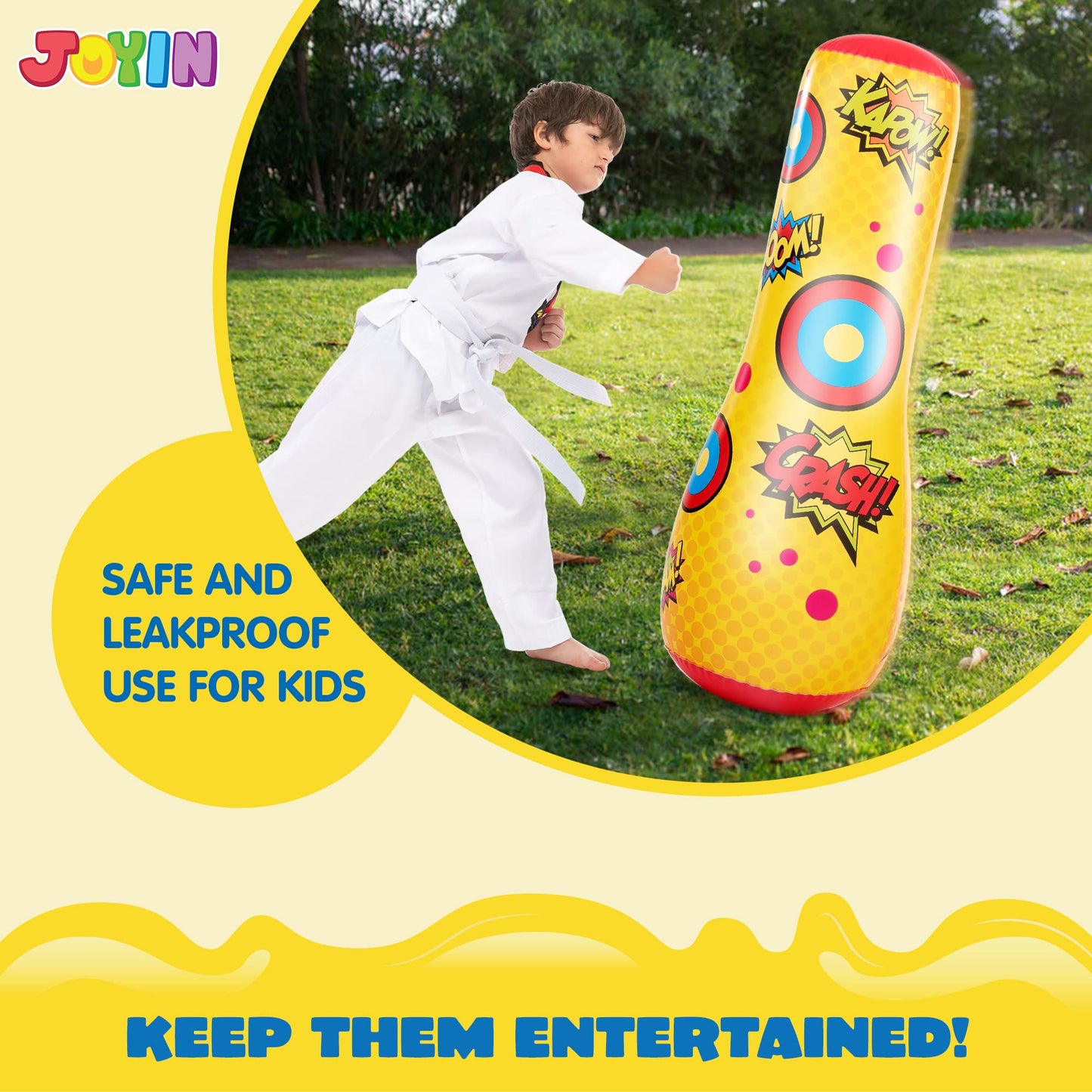 JOYIN 2 Pack Inflatable Bopper Punching Bag, 47 Kids Bounce-Back Action, Multicolor Inflatable Toy for Active Play