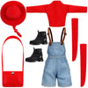 Geyoga Doll Clothes 12 Inch Doll Accessories Casual Wear Clothes Outfits With Shoes Socks Hat Bag Top Jumpsuit Set Gift(Red)
