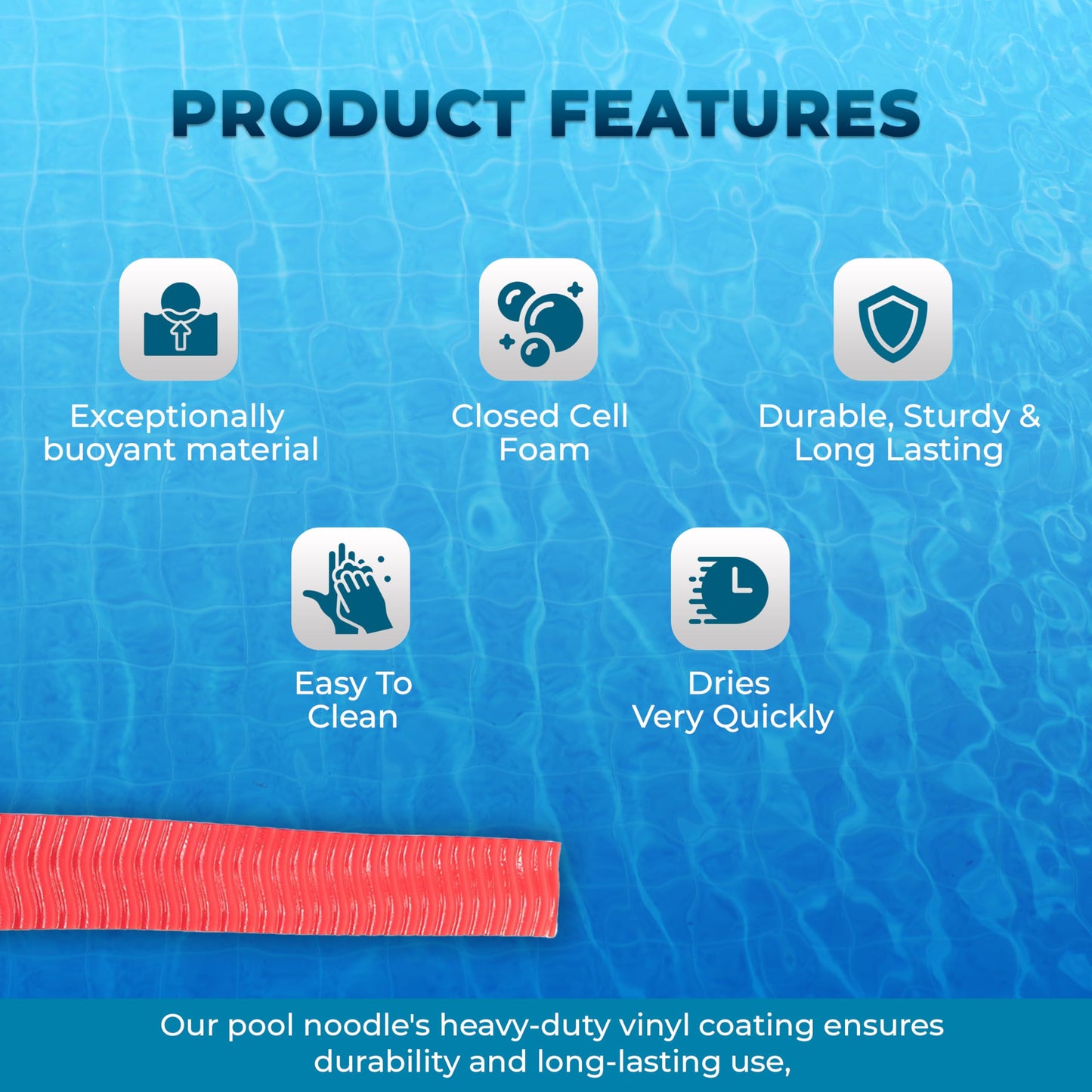 VOS Liberty Foam Pool Wavy Noodle enhanced & Big Super Soft Pool Noodle for Swimming and Floating Pool Floats Lake Floats for mature-themeds & Kids