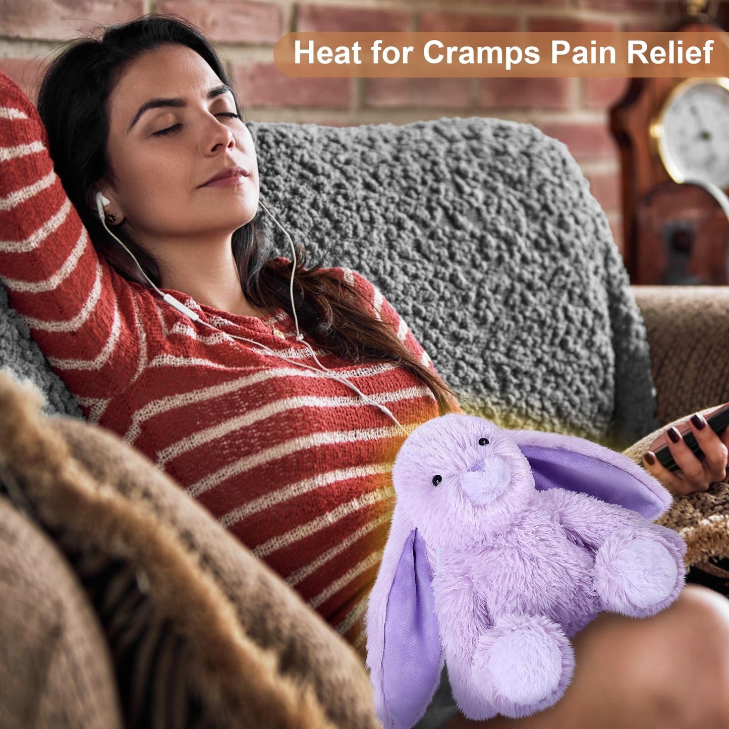 Suzzipals Heatable & Coolable Bunny Stuffed Animal Heating Pad For Period Soothing & Relaxation, Lavender Bunny Plush For Discom