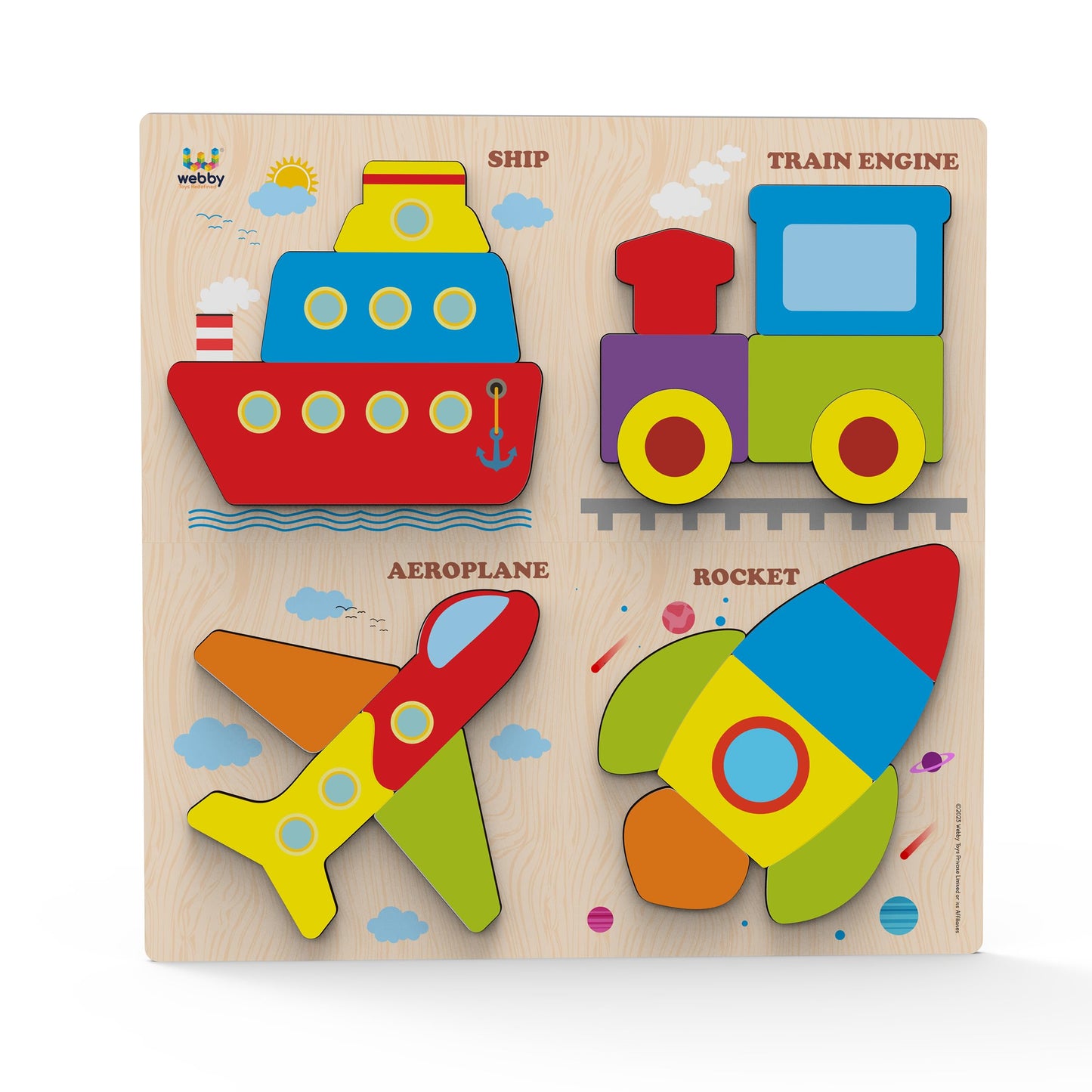 Webby Sea Creatures Wooden Puzzle | Baby Puzzle For 2-4 Years Old Toddlers | Learning Puzzle Toys For Pre School And Montessori