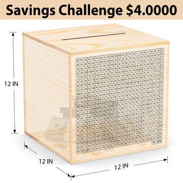 Hchangen Wooden Savings Challenge Box For Adults Kids, Wood Coin Piggy Bnak, Must Break To Open Money Box With Counter (Natural,