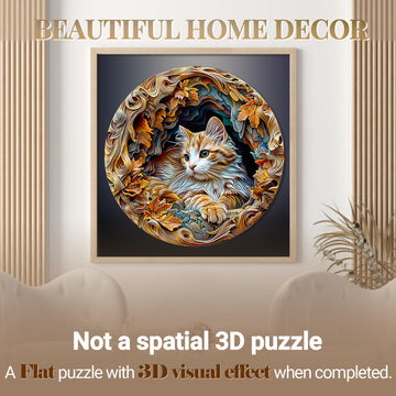 Wooden Puzzle for mature-themeds-3D Vision Effect Cat Wooden Puzzle Unique Shape Advanced Wooden Jigsaw Puzzle for mature-themed Wood Puzzles Challenge Wooden Jigsaw Puzzle (13.4 * 13.4in-300pcs)