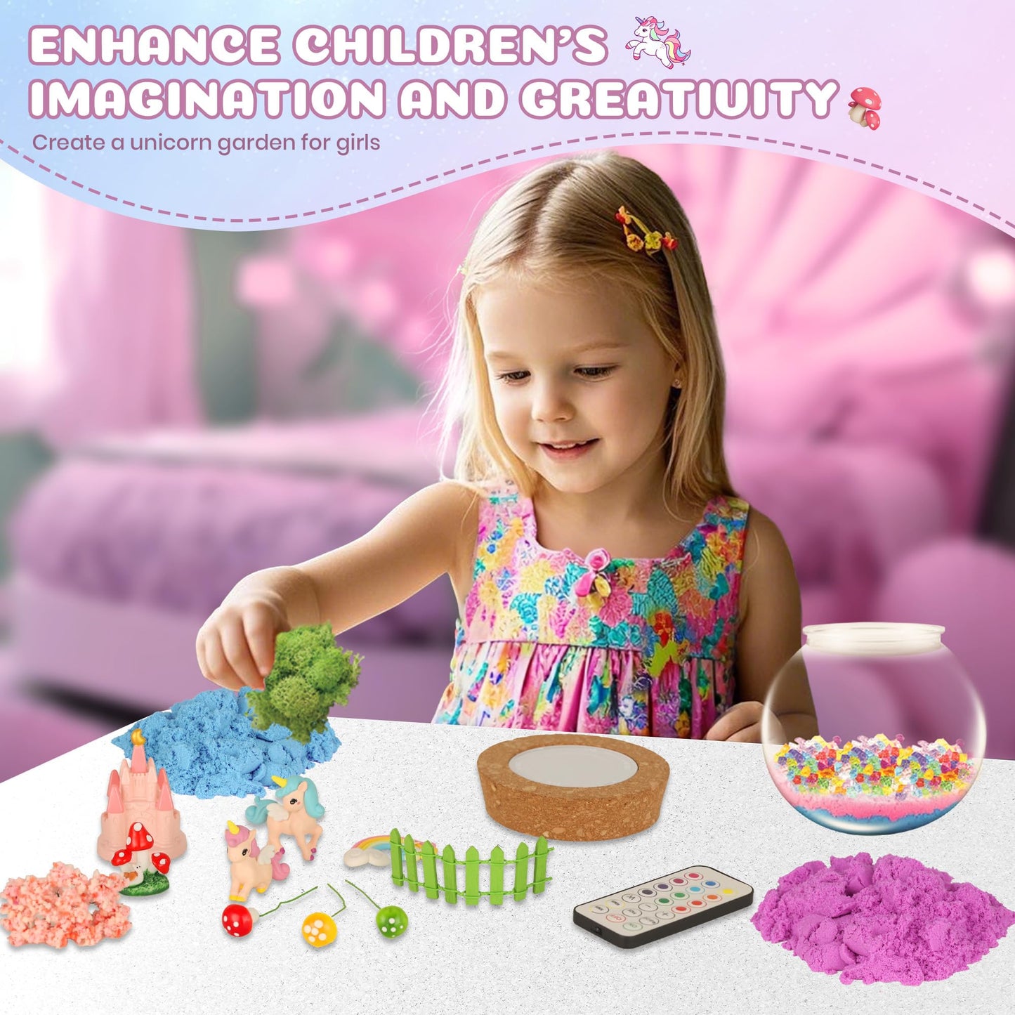 Nicella Unicorn Light-Up Terrarium Kit For Kids - Led Night Light Birthday Gift For Girls Ages 4 5 6 7 8-12 Year Old - Unicorn T
