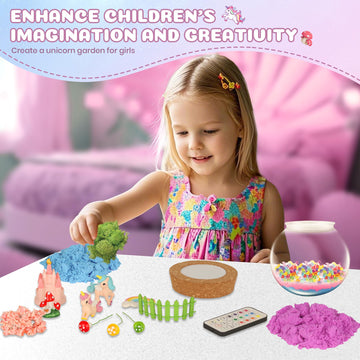 Nicella Unicorn Light-Up Terrarium Kit For Kids - Led Night Light Birthday Gift For Girls Ages 4 5 6 7 8-12 Year Old - Unicorn T