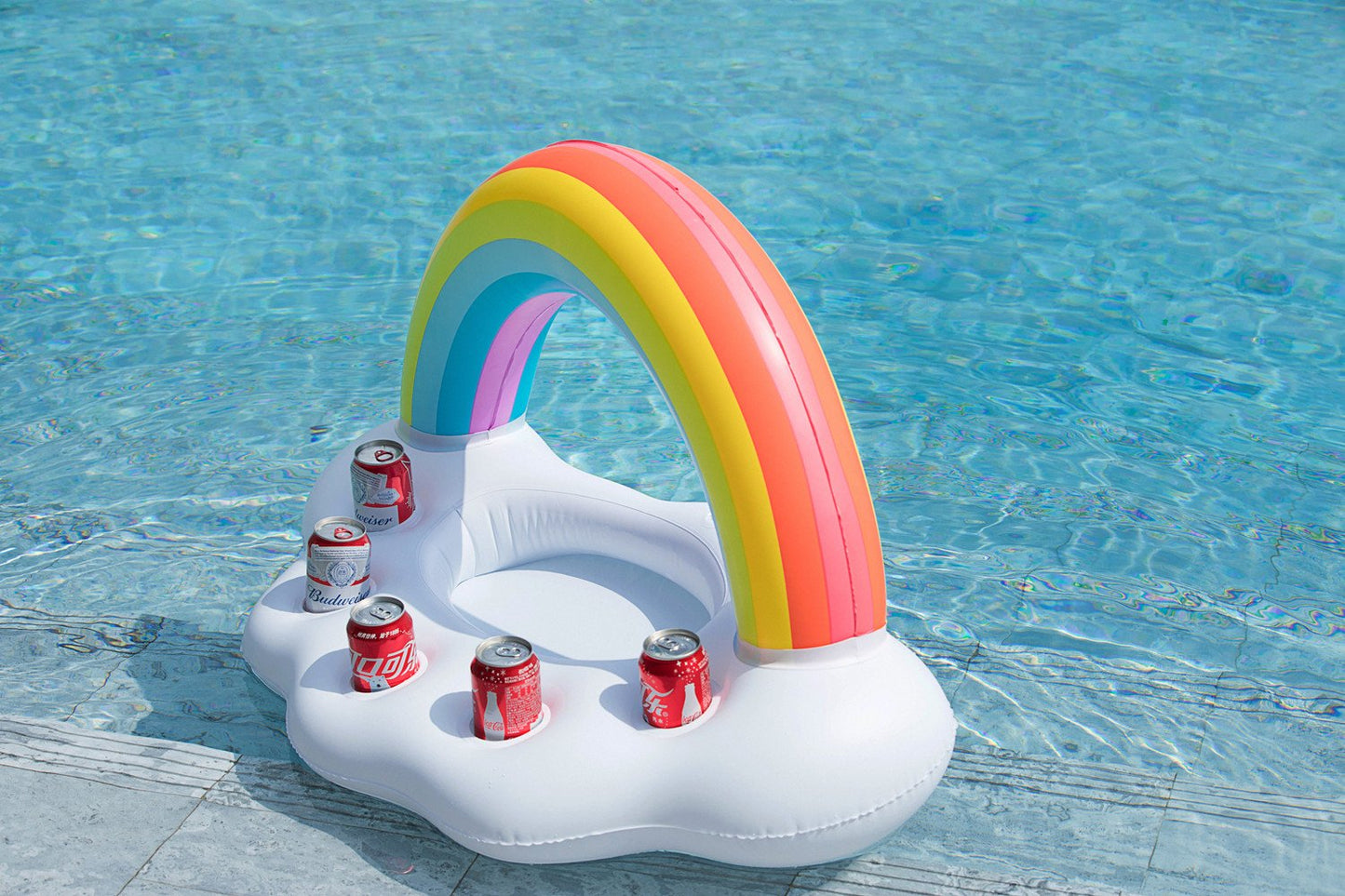 Jasonwell Inflatable Pool Party Cooler - Rainbow Cloud Drink Holder Luau Hawaiian Tropical Beach Themed Birthday Easter Party Decorations Favors Supplies Decor Blow Up Drink Cooler Outdoor Kids Adults