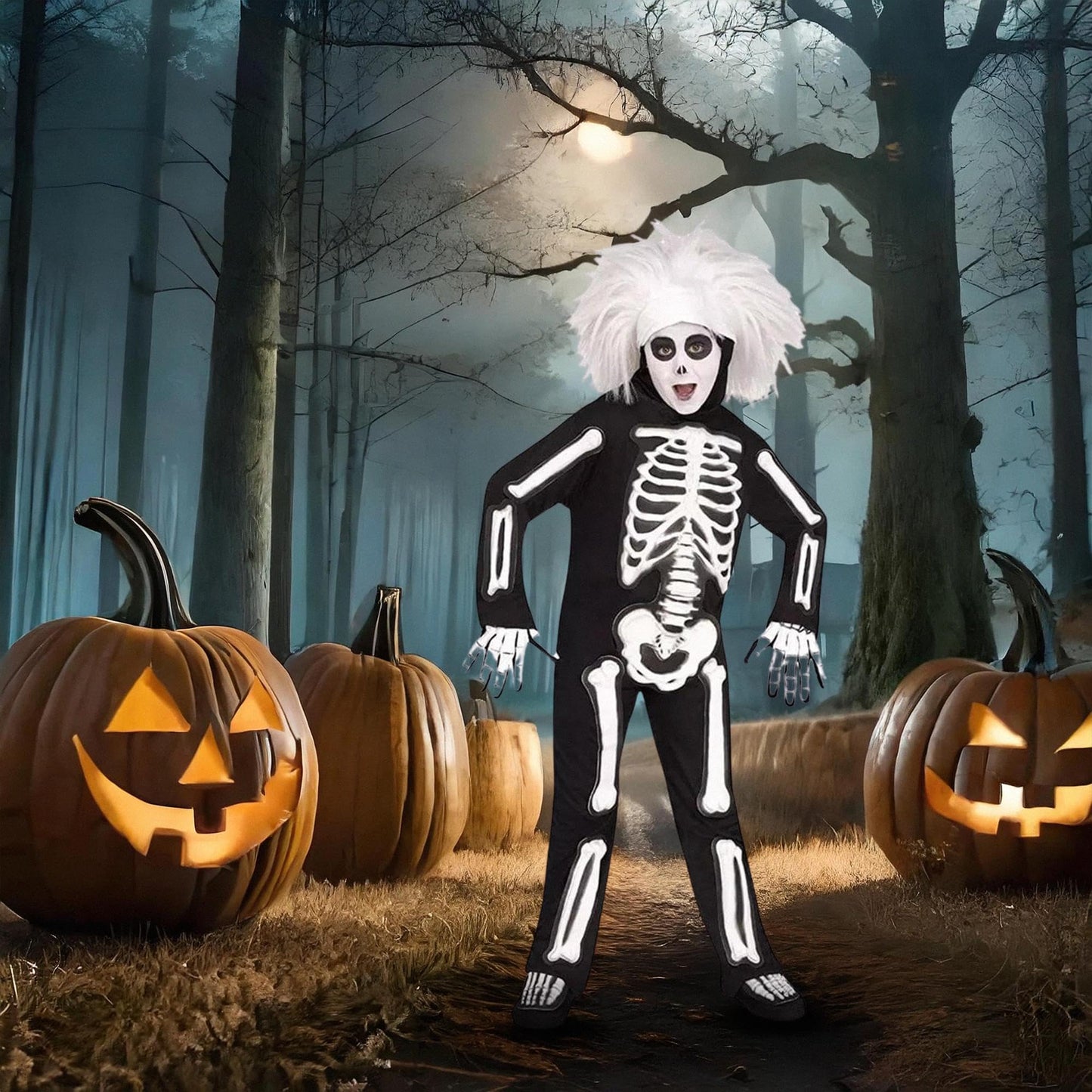 Saturday Night Live David S Pumpkins Beat Boy Skeleton Child Costume - Medium 8/10