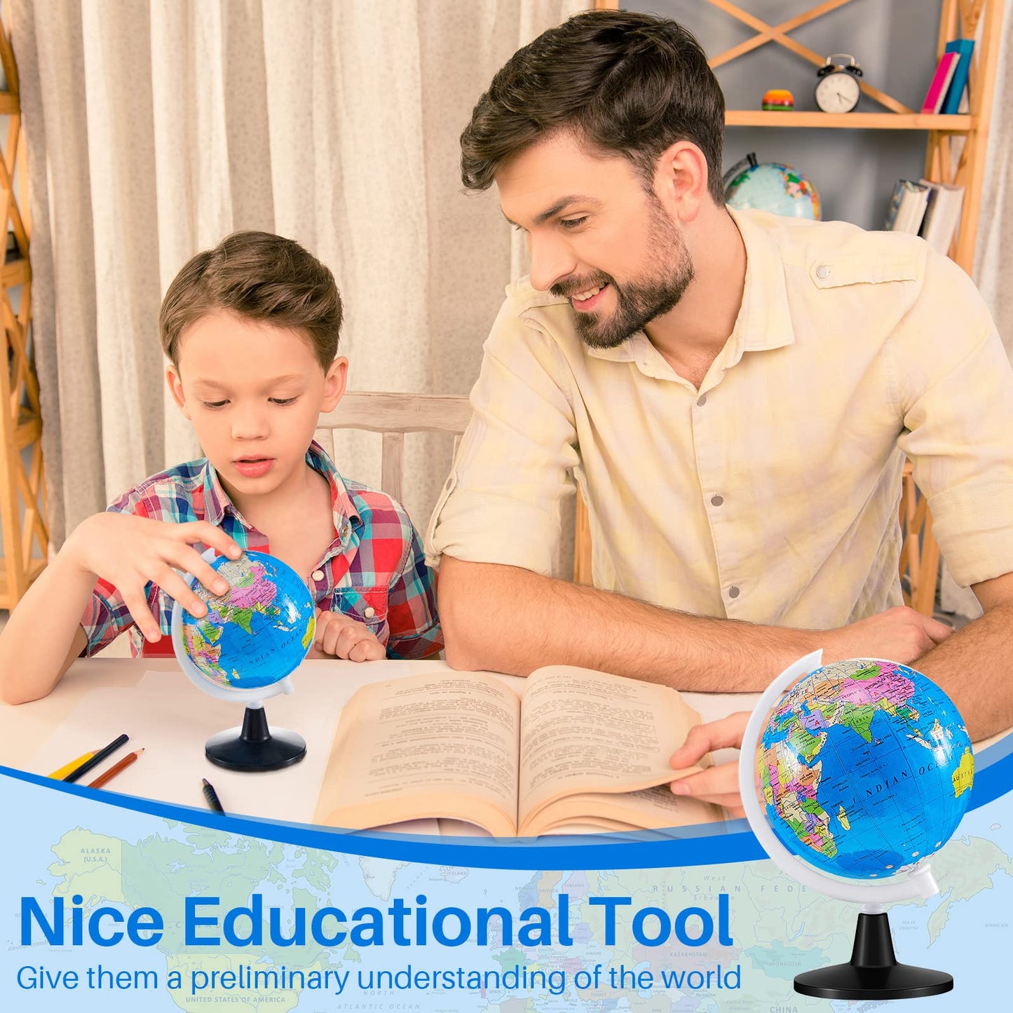 Henoyso 12 Pcs World Globe For Kids Learning 3.4 Inches Mini Rotating World Map Globes Educational Globes With Stand Kids Globe