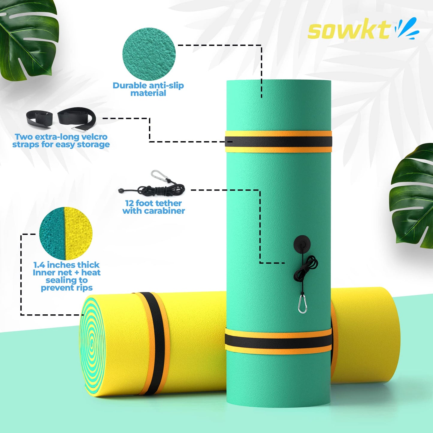 Sowkt Lily Pad Floating Mat (12 X 6 Ft) - Made In Usa Large Floating Water Mat For Lake And Boating - Floating Water Pad For Lak