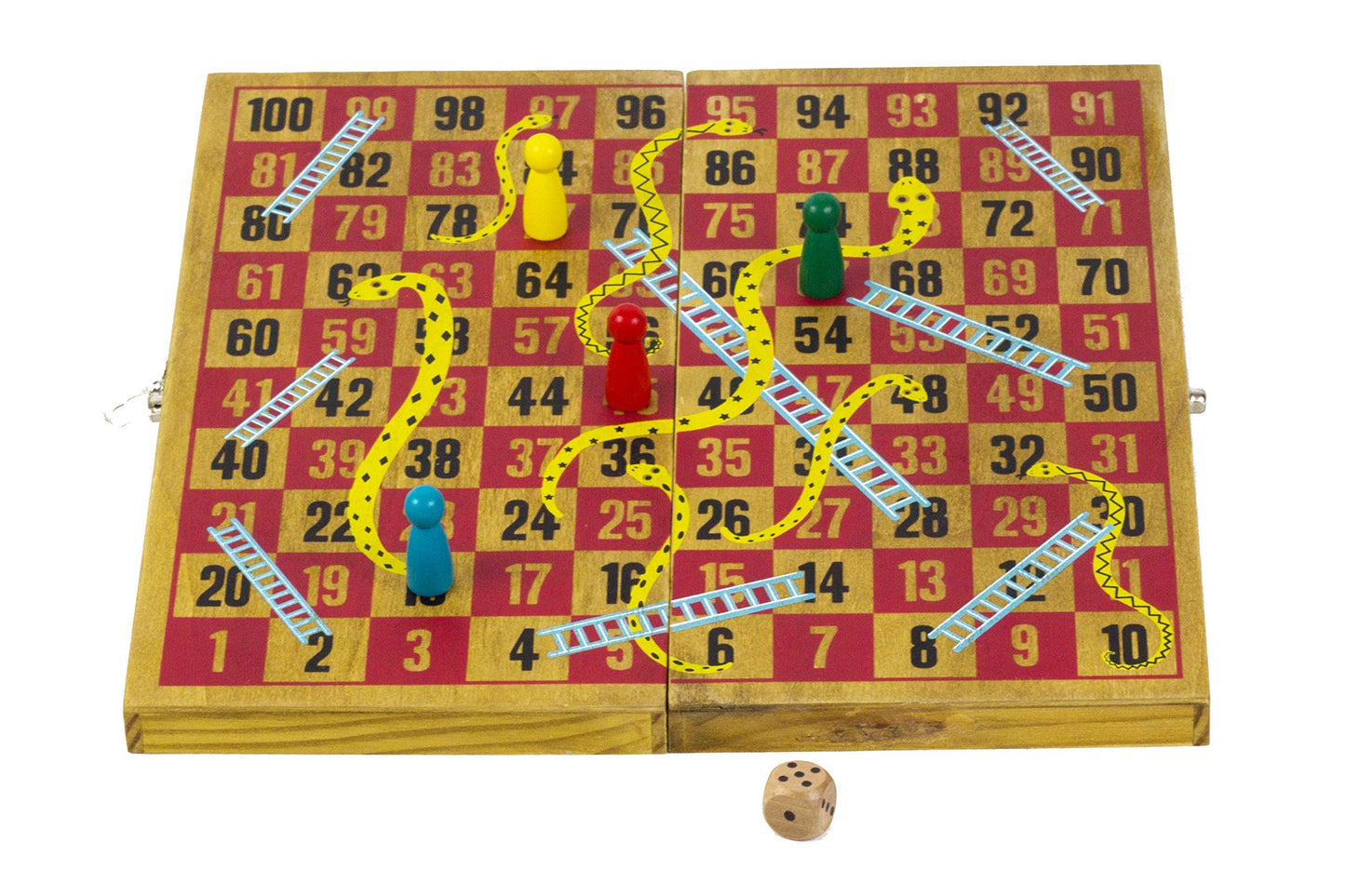 Professor Puzzle; Wooden Snakes & Ladders - Traditional/Classic Wooden Family Board Game Snakes And Ladders.