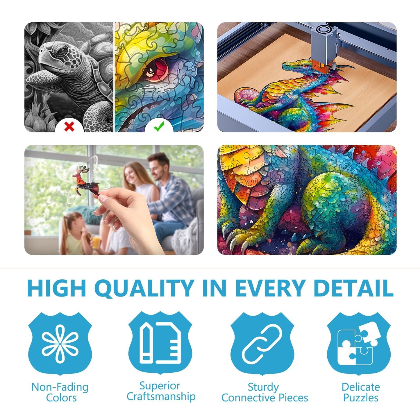 Wooden Puzzles For Adults - Advanced Dragon Wooden Puzzle, Unique Shaped Wooden Jigsaw Puzzles For Adults, Wood Puzzles Adult, P