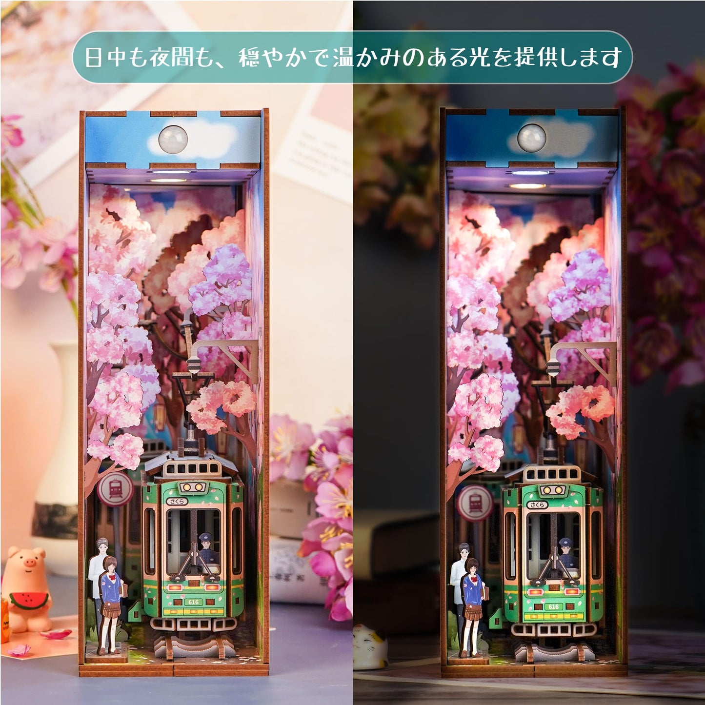 Tonecheer Diy Book Nook Kit For Adults, Minicity 3D Wooden Puzzle Bookend Bookshelf Insert Library Decor, Booknook Miniature Hou