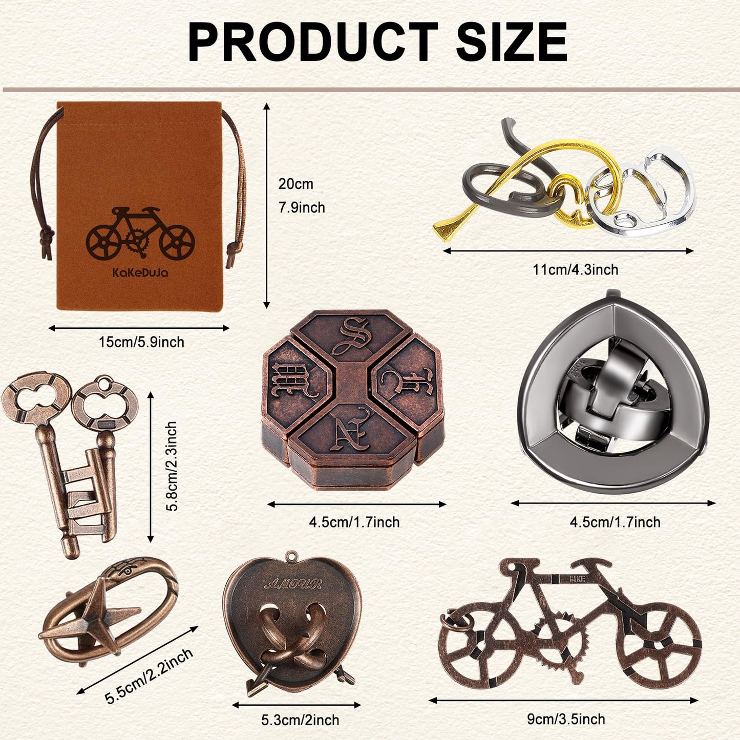 9 PCS Metal Brain Teaser Puzzles Logic Metal Puzzle for mature-themed Toy Lock Puzzles Gift for mature-themedsTeenagers (9 PCS Edition B)