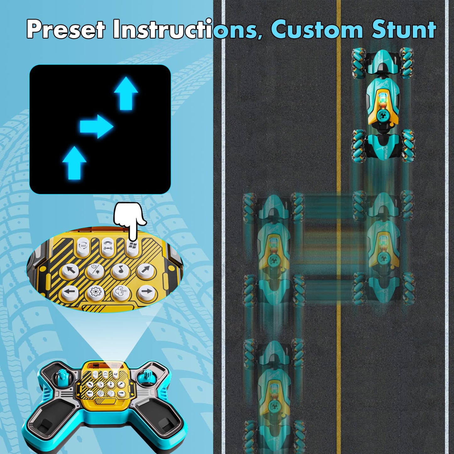 ViRockSign Gesture Sensing RC Stunt Car Remote Control Car 4WD,360 Rotating,2.4Ghz RC Cars Twist Car with Light & Music Car Toys