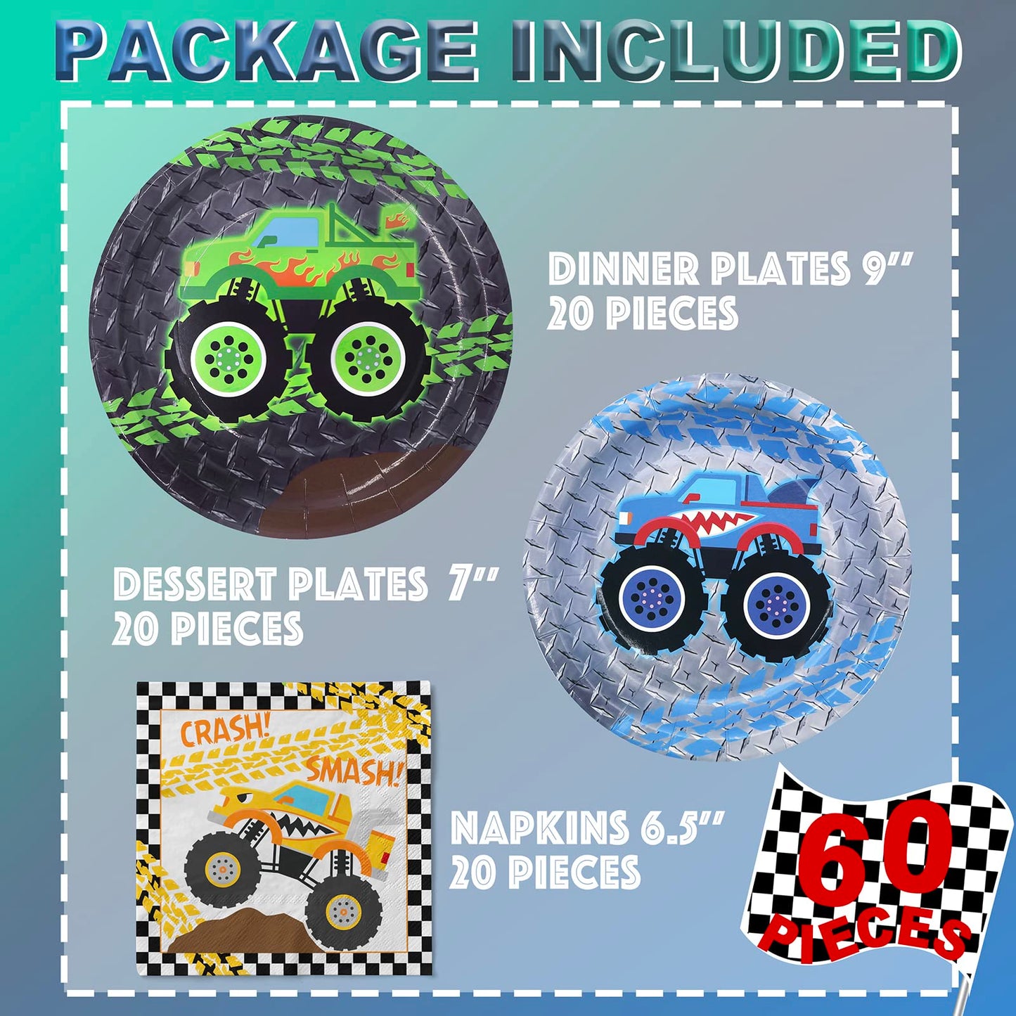 Monster Truck Party Plates And Napkins Monster Truck Party Decorations Monster Truck Party Favor Monster Truck Party Supplies Se