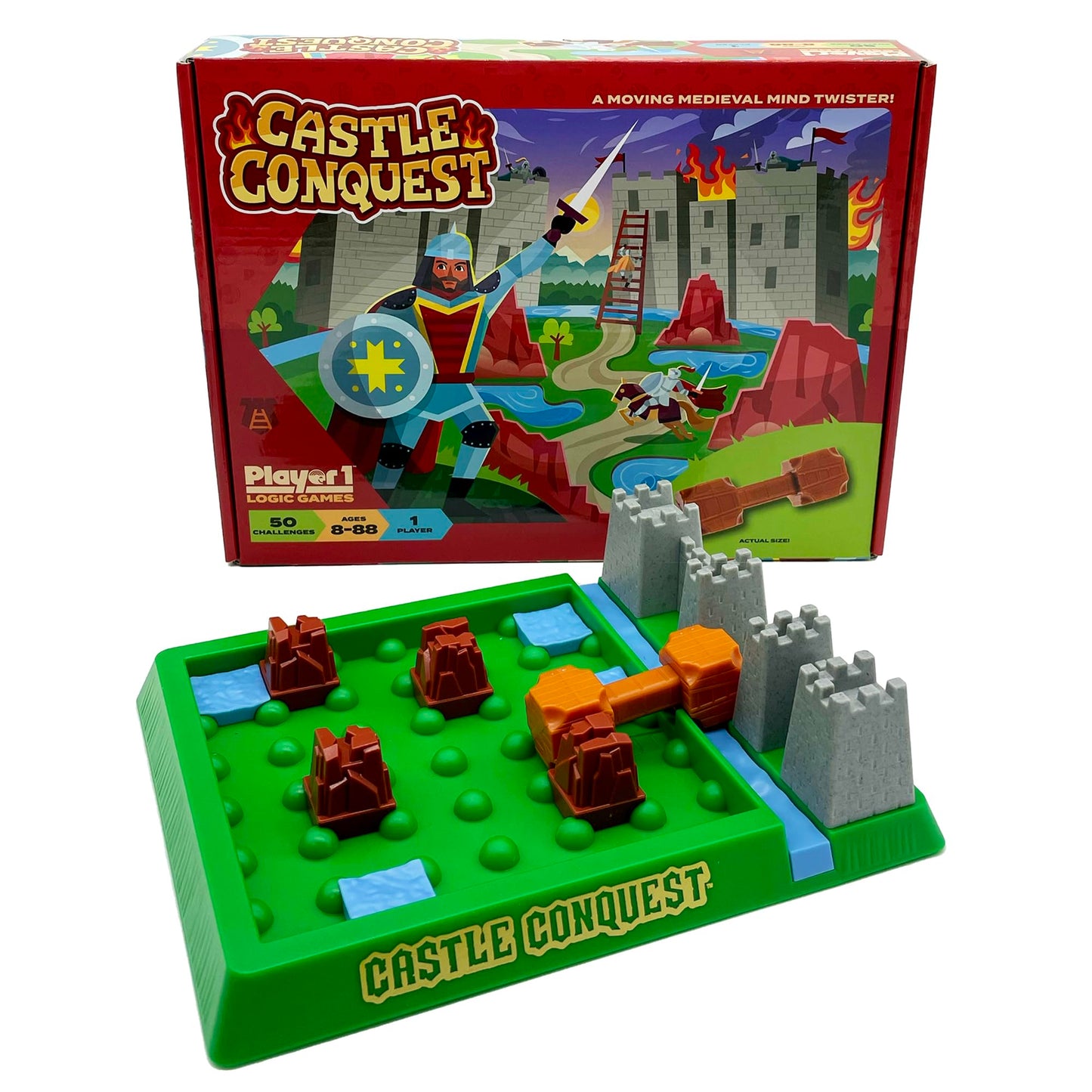 Player 1: Castle Conquest - Single Player Logic Game, 50 Challenges & Puzzles, Difficulty Levels Range From Easy To Difficult, Project Genius, Ages 8+