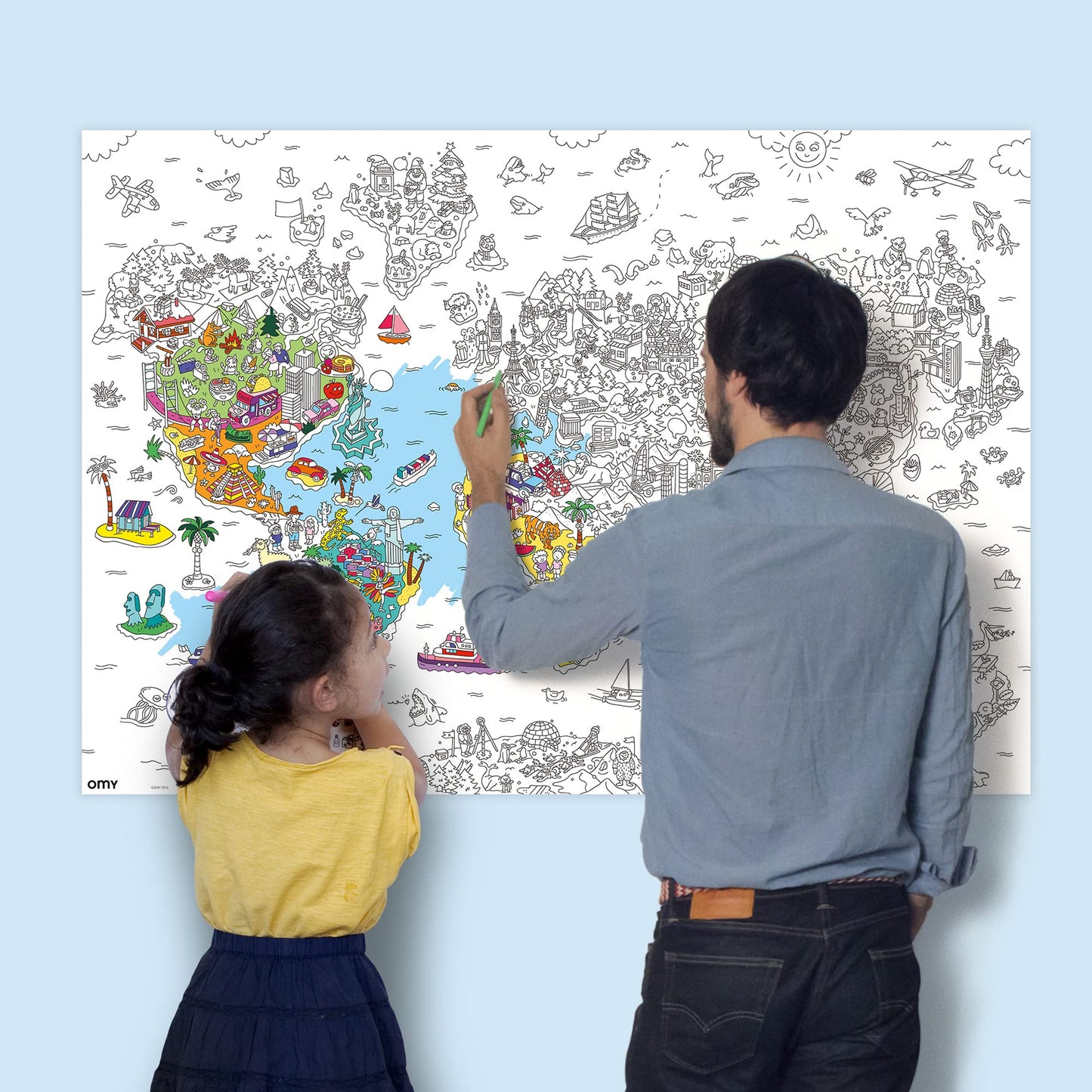 Omy Giant Coloring Poster - Atlas - Map of The World | Explore The Continents and Countries of The World | 40 x 28 Inches | Crea