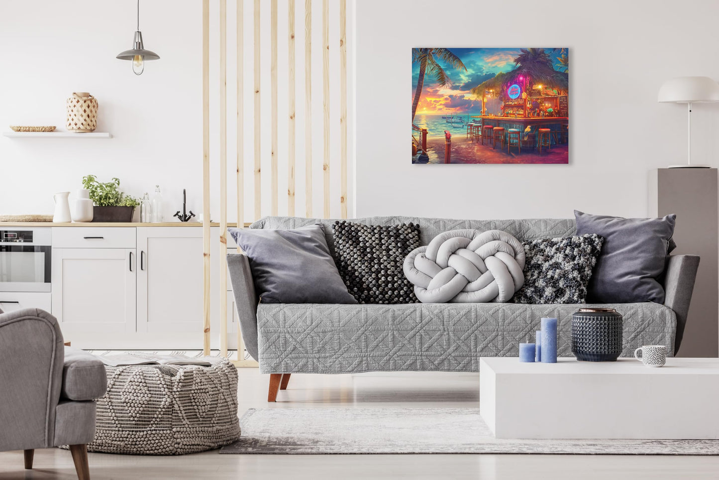 Prime Time Puzzles 1000 Piece Jigsaw Puzzle for Adults - Beach Bar at Sunset - Challenging Puzzle Perfect for Game Nights - 1000