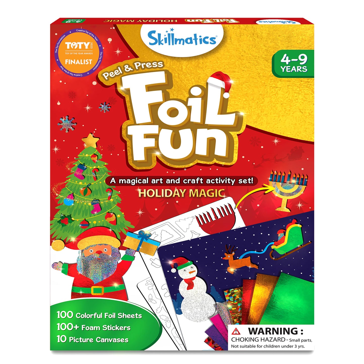 Skillmatics Foil Fun - Holiday Magic, No Mess Art For Kids, Christmas Craft Kits & Supplies, Diy Creative Activity, Travel Toys, Gifts For Boys & Girls Ages 4, 5, 6, 7, 8, 9