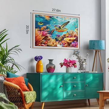 Takfot Puzzles For Adults 1000 Pieces - Ocean Beach Sea Turtle Coral - 1000 Piece Puzzles With Letters On Back - Jigsaw Puzzles