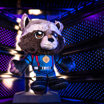 Bleacher Creatures Marvel Rocket Raccoon Plush Toy - 8" Soft Chibi, Crystal Velboa Polyester, Cute Sitting Design