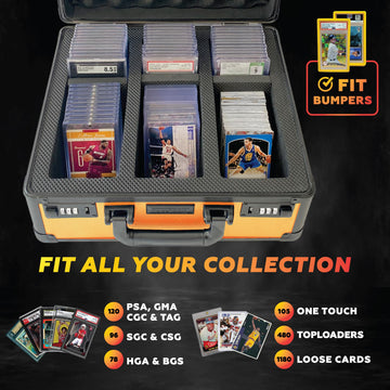 Panopply SLAB protective covering FUSION 120+ 3 Row Psa Graded Card Storage Box Graded Card Case Psa Slab Case for Graded Cards Psa Card Case Baseball Card Cases for Sports Cards Storage (ORANGE)