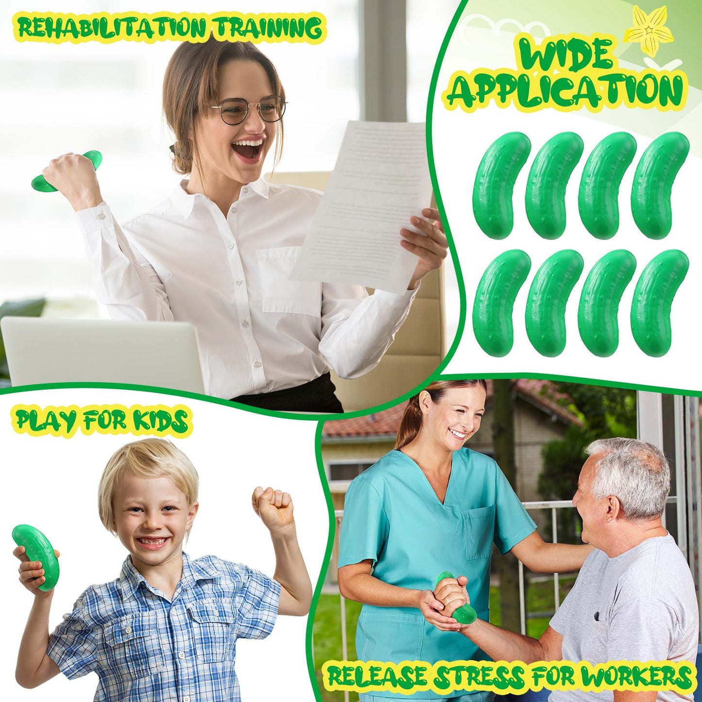 Hydren 30 Pcs Pickle Stress Balls Bulk Employee Appreciation Gifts Funny Pickle Toy 4.72'' Squeezable Balls Foam Stress Toy Reli