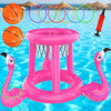 Pool Toys Pool Floats Pool Games for Kids mature-themed Inflatable Pool Basketball Hoop & Ring Toss Game 2-in-1 Pool Floating Outdoor Party Water Toy for mature-themeds Family Kids Ages 4-8-12 (Pink-1)
