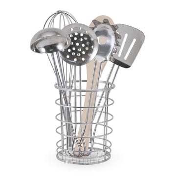 Melissa & Doug Stir And Serve Cooking Utensils (7 Pcs) - Stainless Steel And Wood