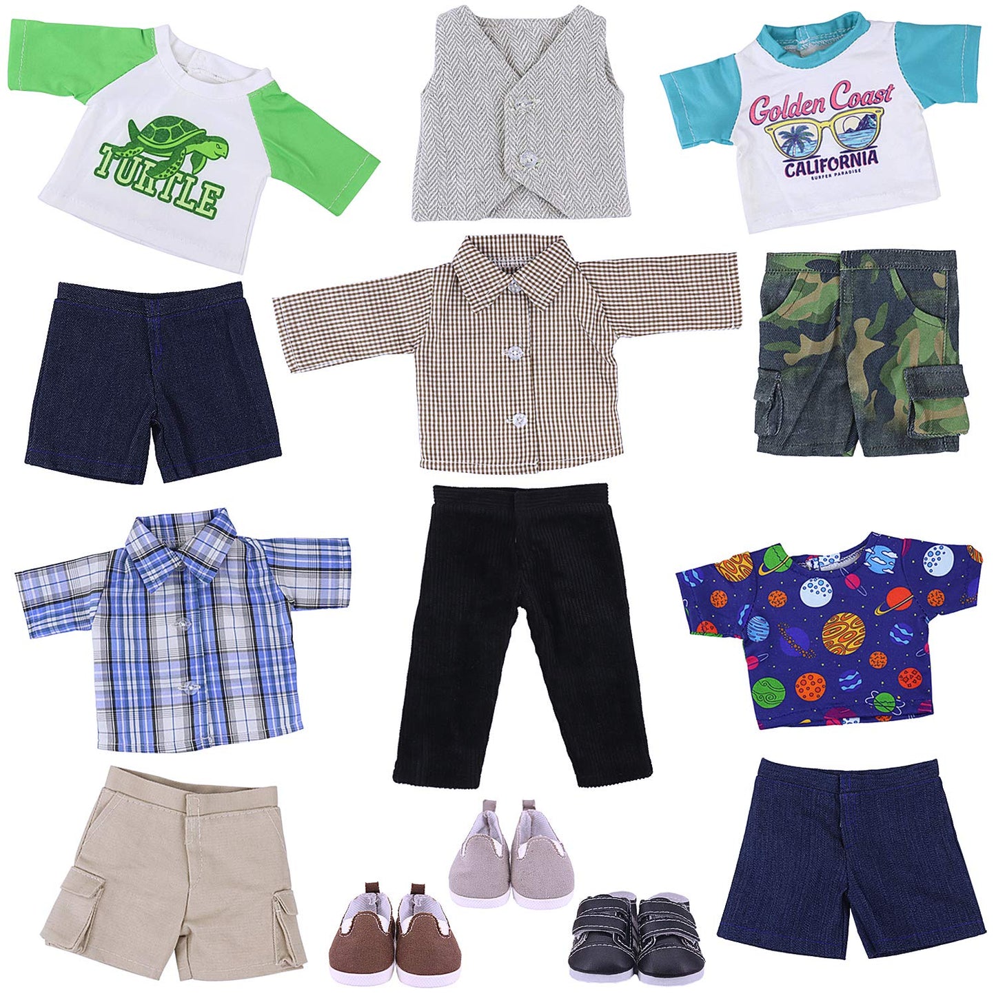 Ecore Fun 5 Sets Boy Doll Clothes And 3 Pairs Of Shoes Fit For 18 Inch Boy Dolls Clothes Outfit Birthday Reward Gift For Kids