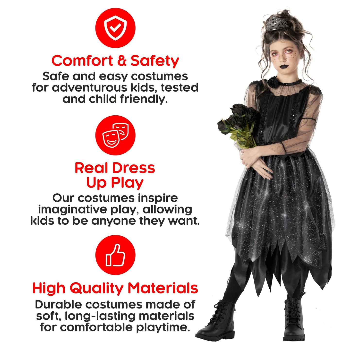 Morph Kids Gothic Witch Costume For Girls Black Kids Witch Costume Black Witch Dress For Girls Black Witch Costume Kids 10-12 Years