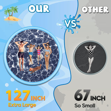 Splash Pad Sprinkler for Kids, 127'' Extra Large Non-Slip Baby Play Mat - 2 Colors, Dog Pool Toys, Toddler Outdoor Toys for Ages