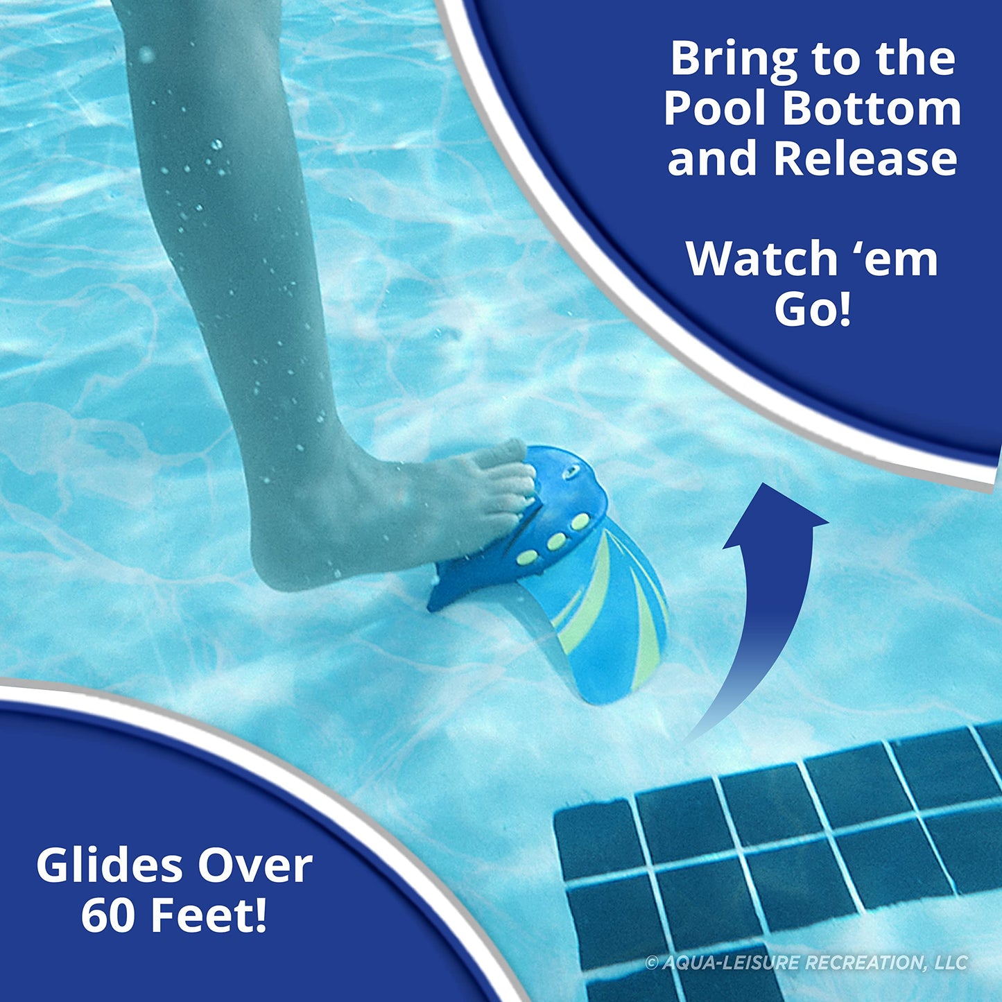 Aqua Stingray Underwater Glider, Swimming Pool Toy, Self-Propelled, Adjustable Fins, Travels Up To 60 Feet, Dive And Retrieve Pool Toy