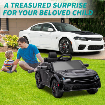 Segmart 12V Kids Ride On Car Licensed Dodge Charger Electric Car For Kids With Remote Control, 3 Speed Kids Electric Vehicles Wi