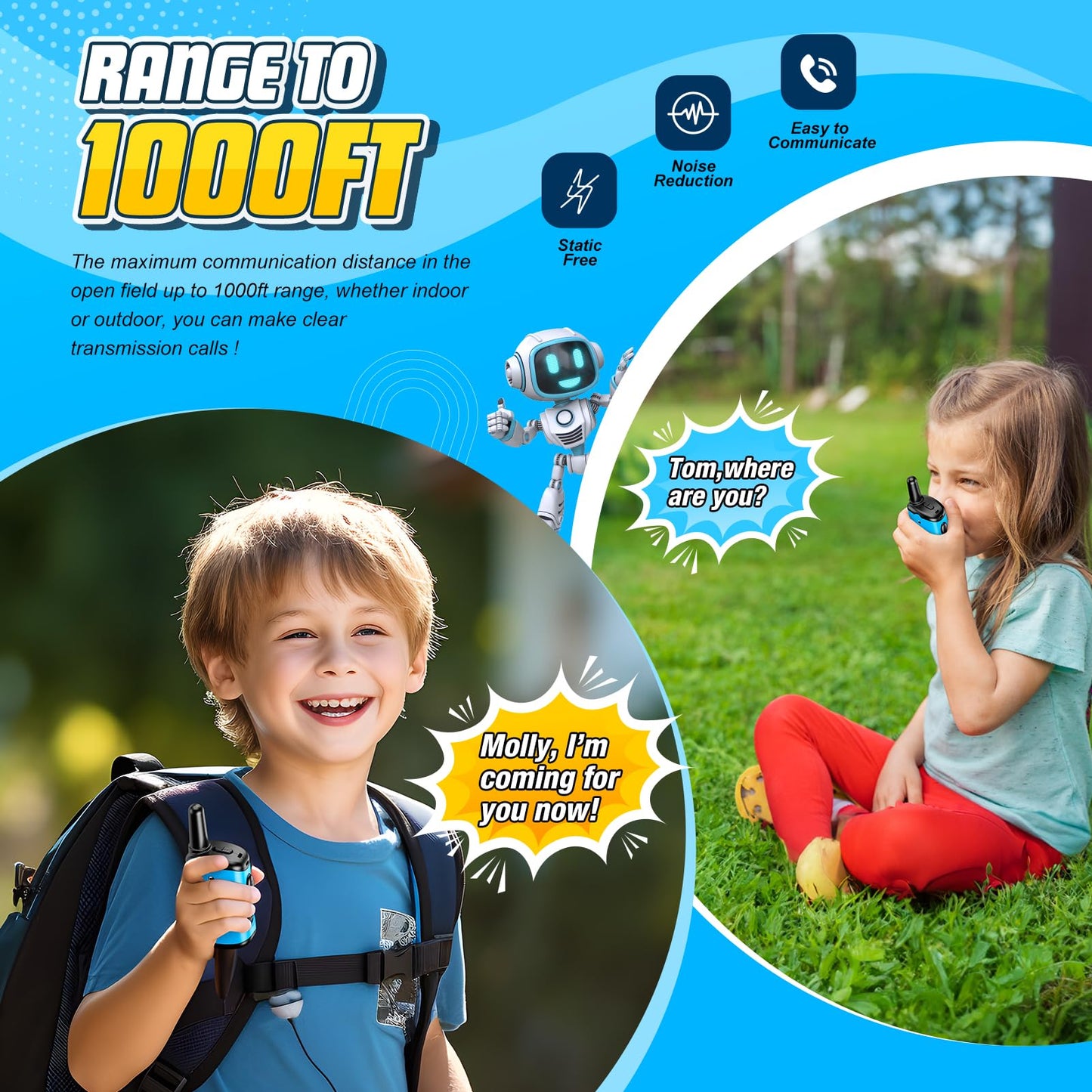 Kids Walkie Talkies Toys For Boys: Comedyfun Mini Robots Walkies Talkies 2 Pack Boys Toy For 3 4 5 6-8 Year Old Camping Outdoor