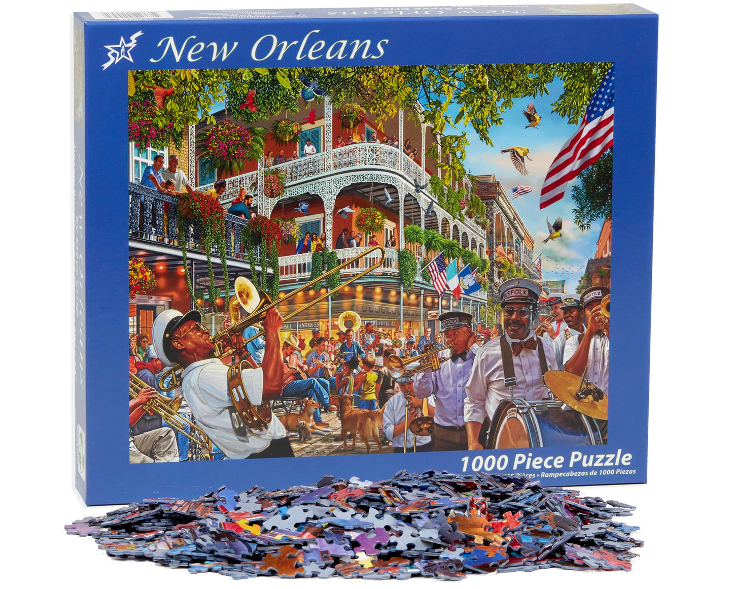Vermont Christmas Company New Orleans Jigsaw Puzzle 1000 Piece - Fully Interlocking And Randomly Shaped Pieces - Large Size 30' X 24'