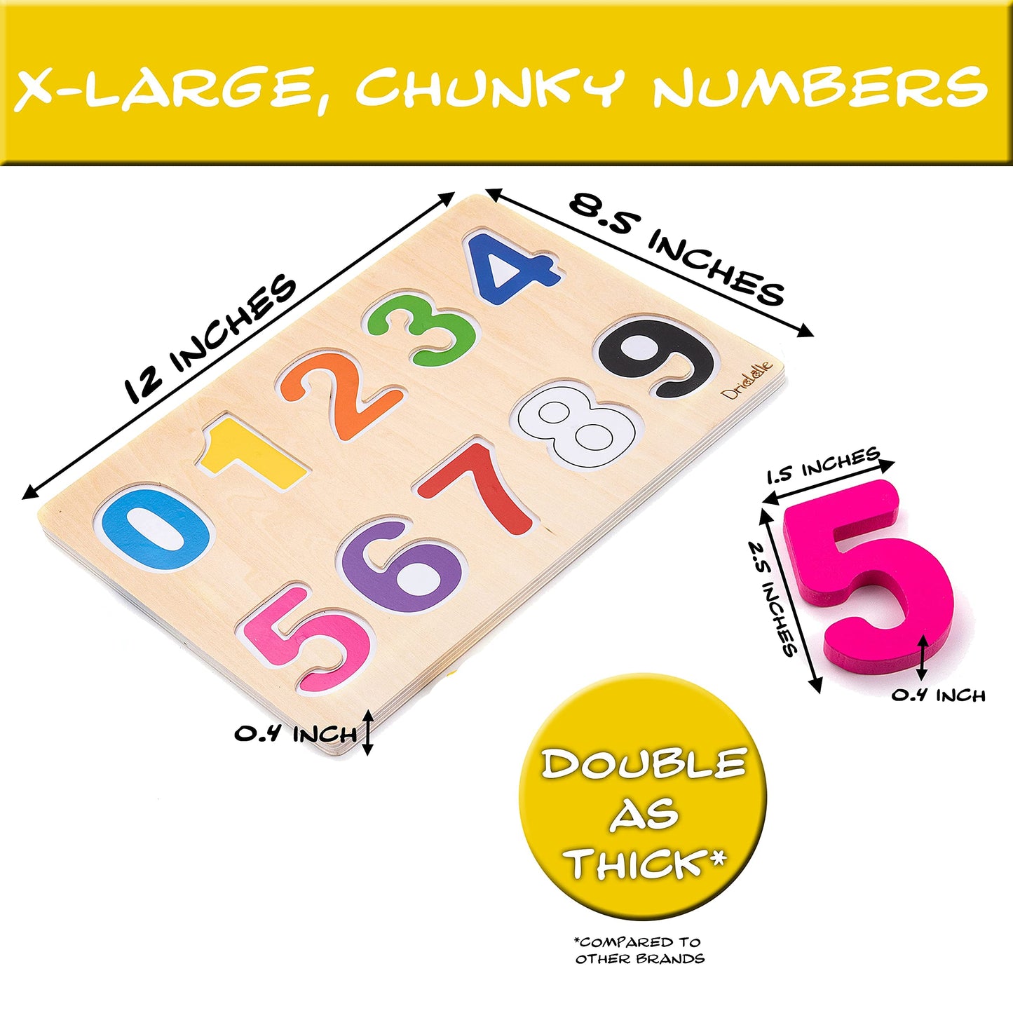 Magnetic Wooden Educational Number Puzzle - Learn Numbers & Color Recognition Toy – Toddler Preschool Game – Kids Montessori Education