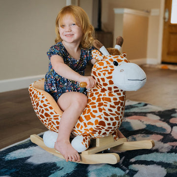 Qaba Kids Plush Ride-On Rocking Horse Toy, Giraffe Style, Brown, Large, Model 54-0011, Perfect for 18-36 Months
