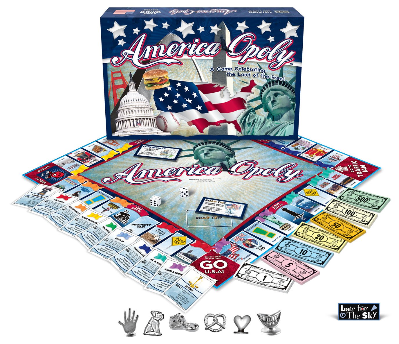 Late for the Sky America-opoly Board Game, Medium Size, Multicolor, Cardboard, Model 5511837