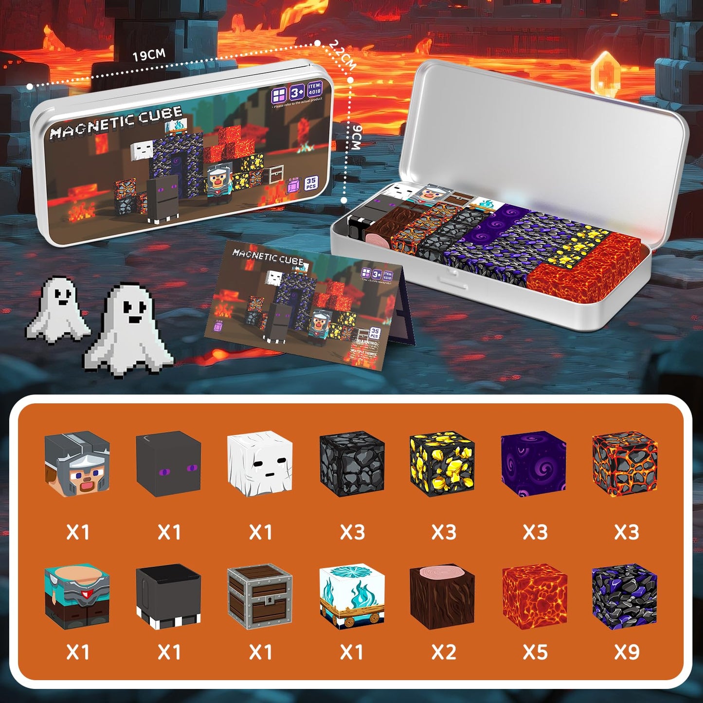 Magnetic Building Blocks Travel Toys, Age 3+ STEM Toy with Portable Tin Compatible with Magnetic Tiles, Ideal for Open Boy Ages