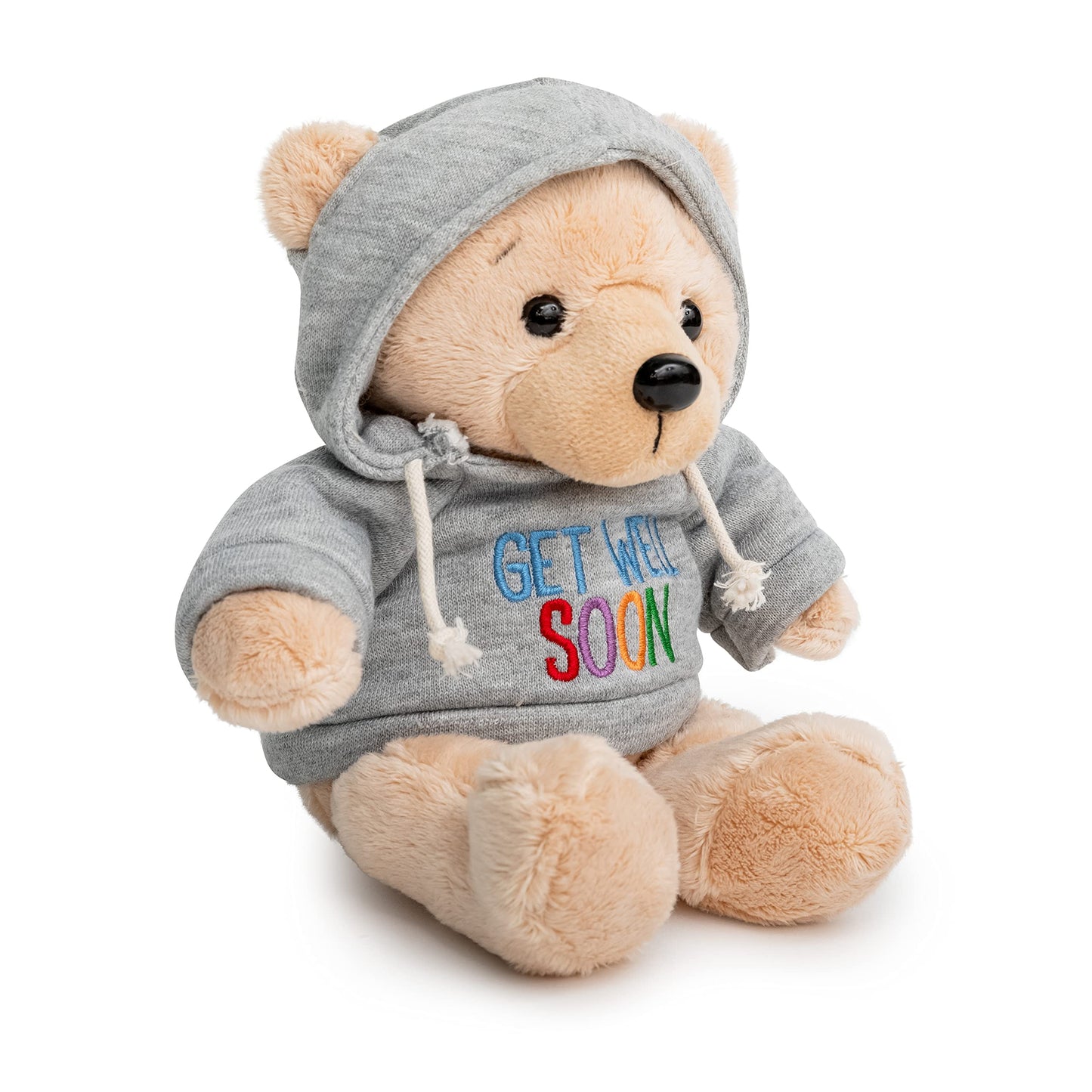 Ganz 9' Get Well Soon Teddy Bear With Gray Hoodie - Feel Better Gift For Kids & Women (Tan Nose Stuffed Animal)