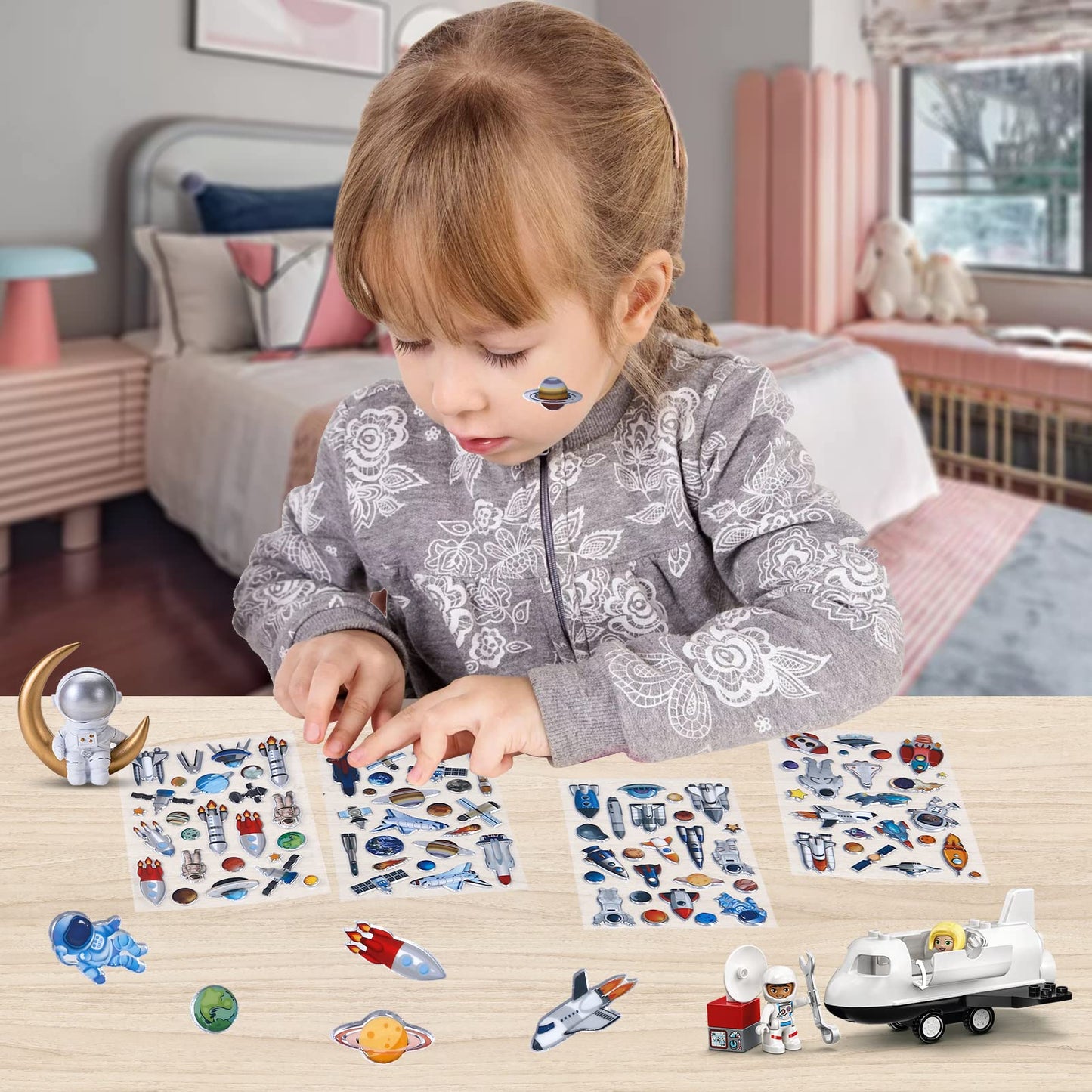 Space Stickers For Kids Toddlers 3D Puffy Stickers For Boys Girls Reusable Foam Stickers Including Planet Stickers Astronaut Stickers Solar System And Outer Space Stickers For Space Themed Party Favors,Goodie Bags Stickers Stuffers For Kids(4 Sheets))
