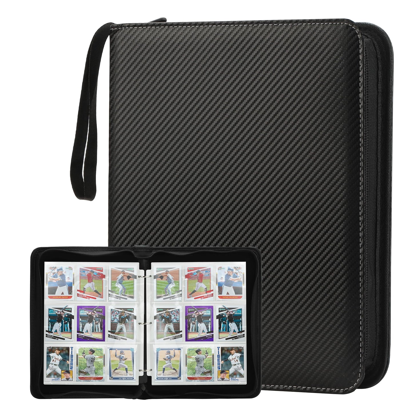 Trading Card Binder With Sleeves 9 Pocket Card Binder Premium 720 Double Sided Pocket Pu Card Collection Binder, Collectible Alb