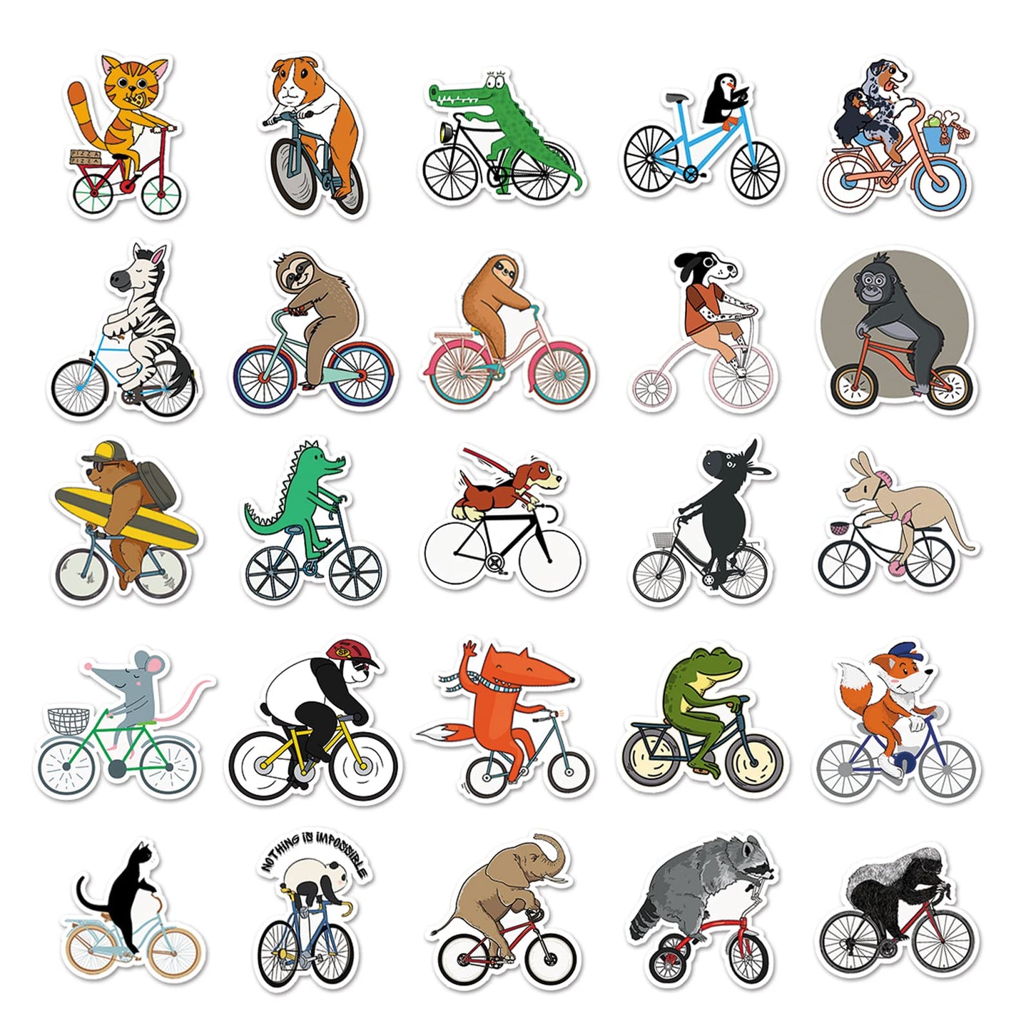 Animals Stickers For Kids, Cute Funny Bike Animals Sticker Vinyl Waterproof Decals For Laptop Water Bottle Skateboard Bumper Com