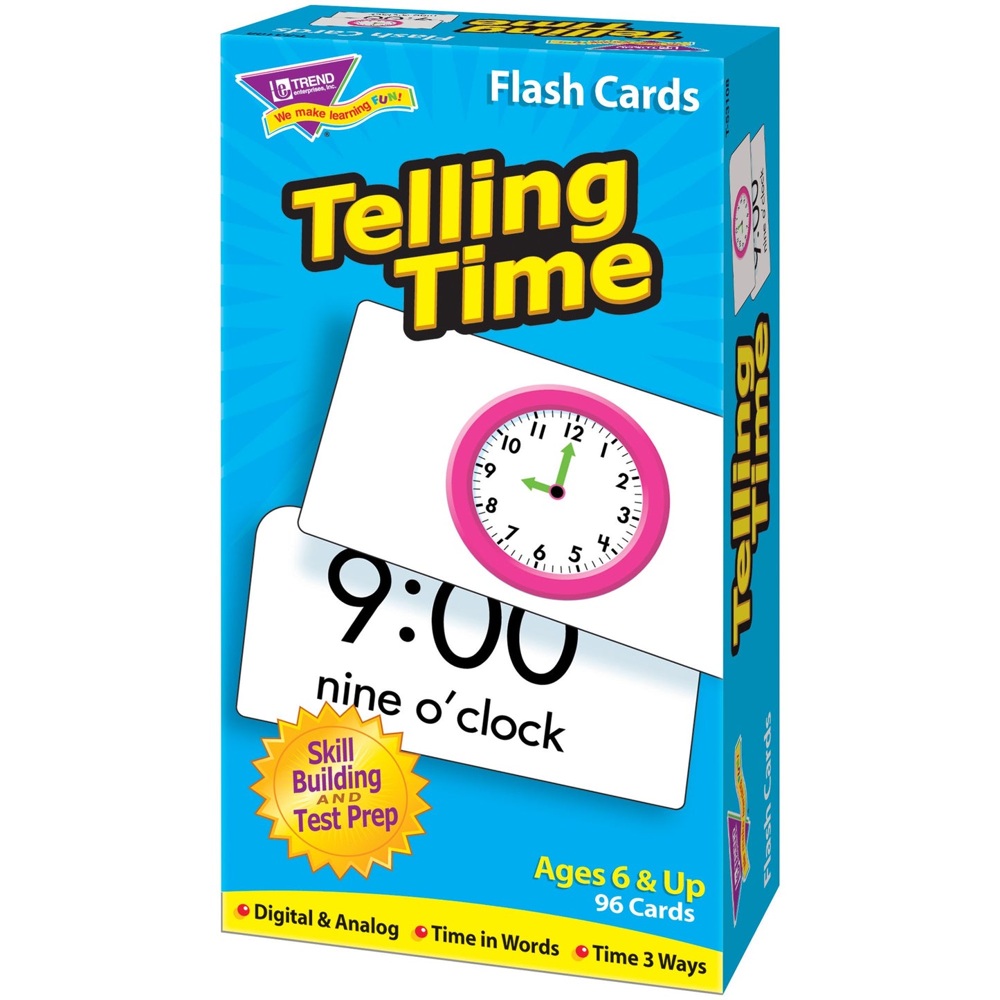 Trend Enterprises: Telling Time Skill Drill Flash Cards, Exciting Way For Everyone To Learn, Time In Words, Numerals & Analog, G