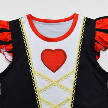 AOVCLKID Red Hearts Princess Costume Queen Dress for Girls Birthday Party Dress Halloween Cosplay Outfits(3T,Red)