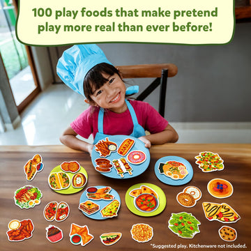Skillmatics Pretend Play Playset - 100 Most Real Play Foods for Child's Play, Back-to-School Kitchen Accessories, Play Kitchen T
