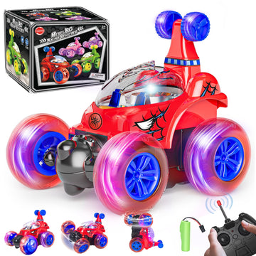 Ynanimery Spider Remote Control Car For Boys 4-7 8-12 Birthday Chritmas Gifts, Cool Stunt Rc Car Red Spider Monster Truck With 3